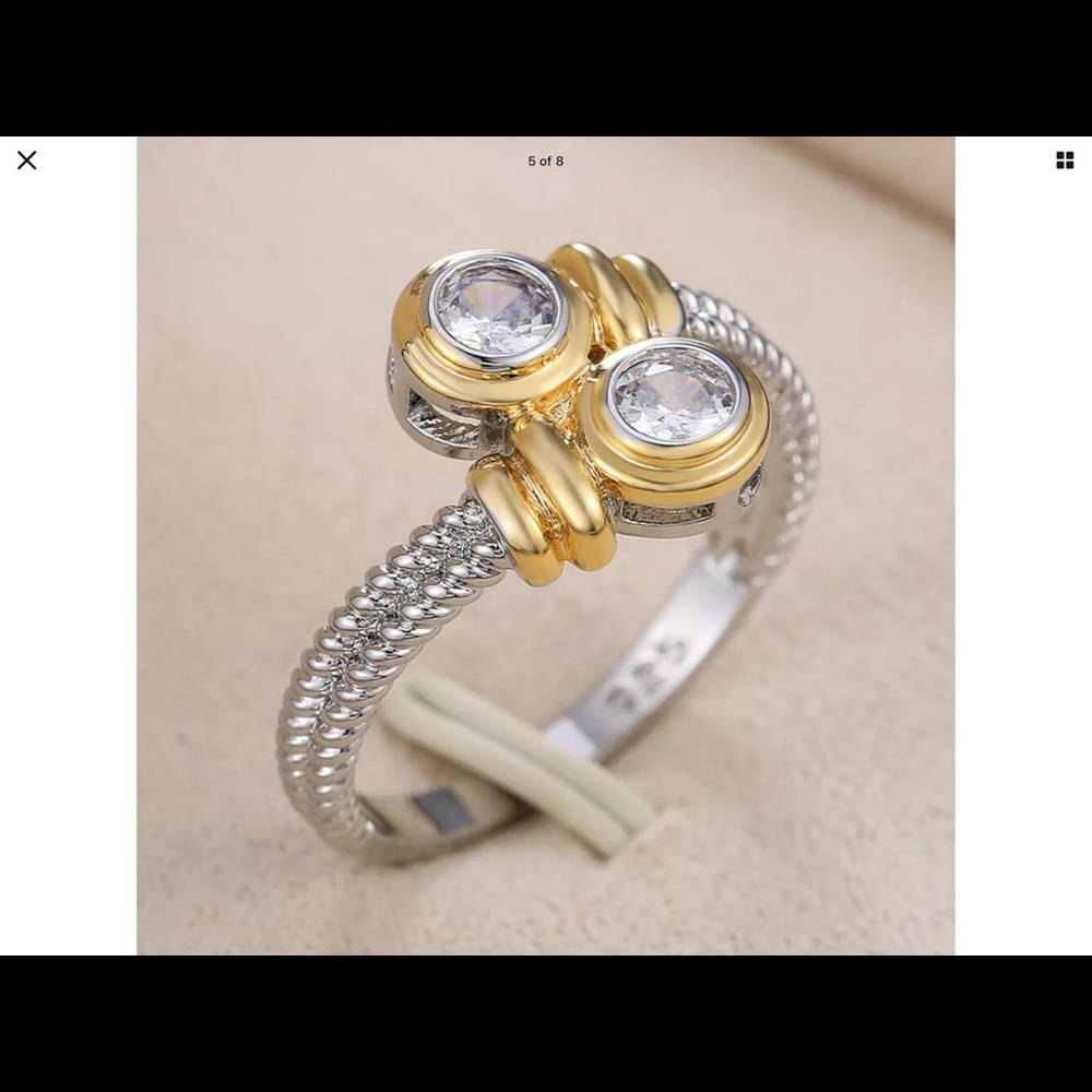 🎁❤️ 2 Tone Silver & Gold wit CZ ring ❤️🎁